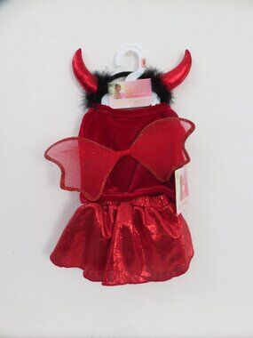 (#143) Paris Hilton Red 3pc set Pet Apparel Costume Devil Size XS